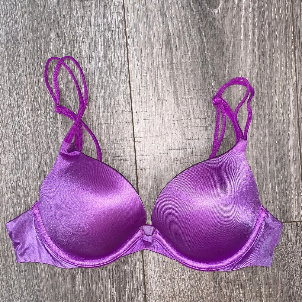 Purple Satin Very Sexy Pushup Bra 34A